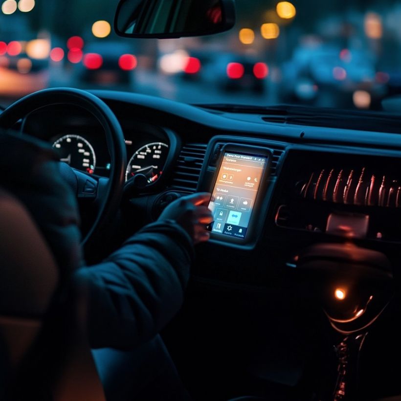 Digitale Überwachung Türsysteme Bild mit Person und einem Smartphone